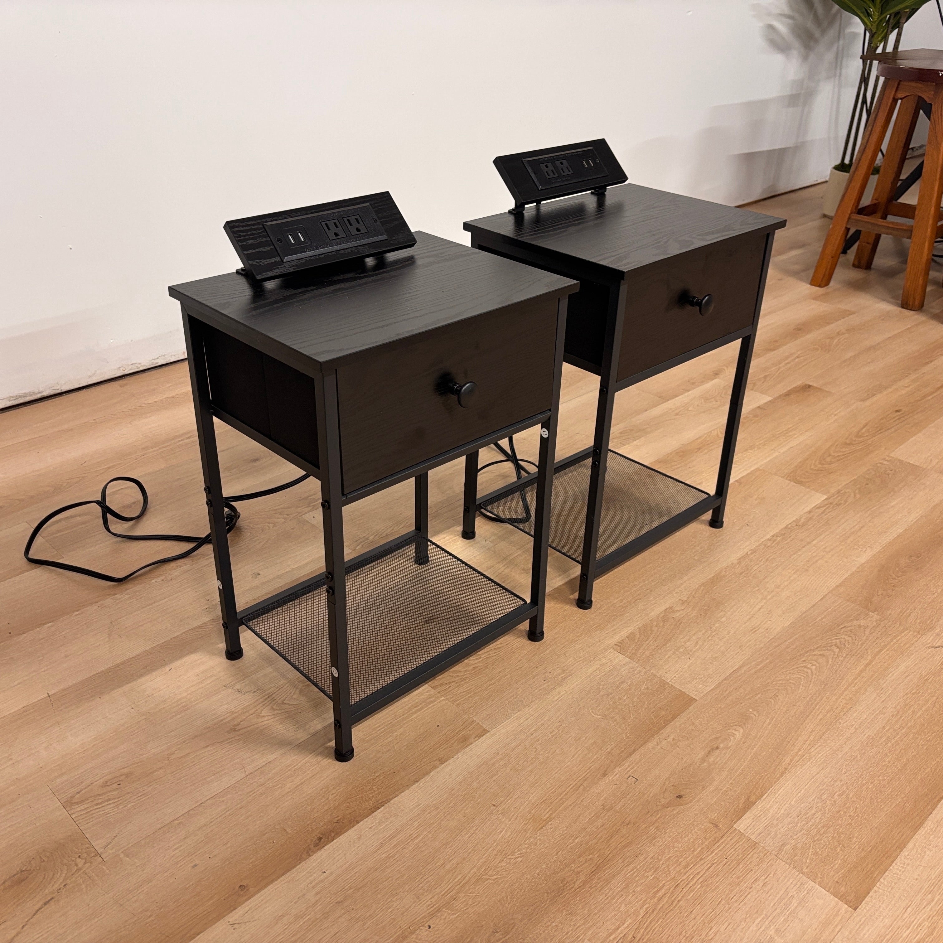 Latitude Run Black Nighststands Set Of 2