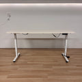 Refurbished white standing desk, front view