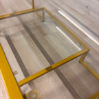 Ebern Designs Gold Trim Glass Coffee Table