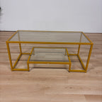 Ebern Designs Gold Trim Glass Coffee Table