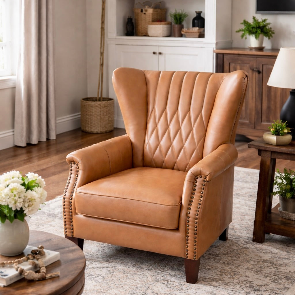 Karat Homes Leather Arm Chair