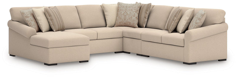 LadyMae Sectional with Chaise Ashley Furniture Sectional 5-Piece: Right-Arm Facing Loveseat/Armless Lovesea Fresh Start Furniture