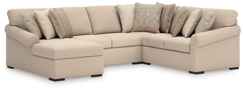 LadyMae Sectional with Chaise Ashley Furniture Sectional 4-Piece: Right-Arm Facing Loveseat/Armless Lovesea Fresh Start Furniture