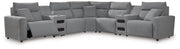 Modmax Power Reclining Sectional with Chaise Ashley Furniture Sectional 7-Piece: Right-Arm Facing Power Recliner/Power Arm Fresh Start Furniture
