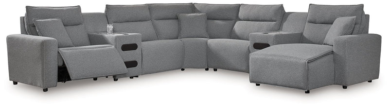 Modmax Power Reclining Sectional with Chaise Ashley Furniture Sectional 7-Piece: Left-Arm Facing Power Recliner/Power Arml Fresh Start Furniture