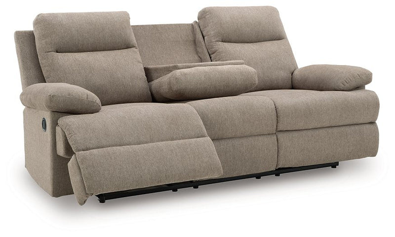 Side-Swipe Reclining Sofa with Drop Down Table Ashley Furniture Sofa  Fresh Start Furniture