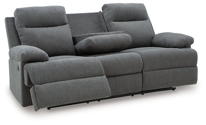 Side-Swipe Reclining Sofa with Drop Down Table Ashley Furniture Sofa  Fresh Start Furniture
