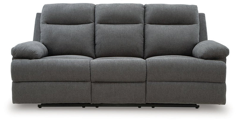 Side-Swipe Reclining Sofa with Drop Down Table Ashley Furniture Sofa Charcoal Fresh Start Furniture