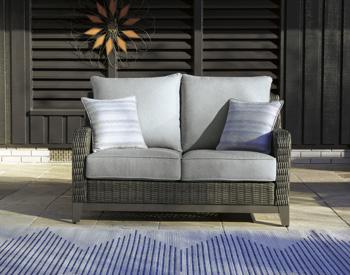 Elite Park Outdoor Loveseat, Lounge Chairs and Cocktail Table -  Ashley Furniture Outdoor Table Set  Fresh Start Furniture