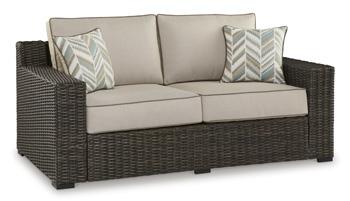 Coastline Bay Outdoor Loveseat with Cushion -  Ashley Furniture Outdoor Seating  Fresh Start Furniture