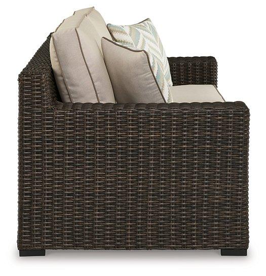 Coastline Bay Outdoor Loveseat with Cushion -  Ashley Furniture Outdoor Seating  Fresh Start Furniture