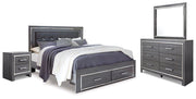Lodanna Bedroom Set Ashley Furniture Bedroom Set Panel Bed w/ Storage & LED Lights / 6-Piece: Dress Fresh Start Furniture