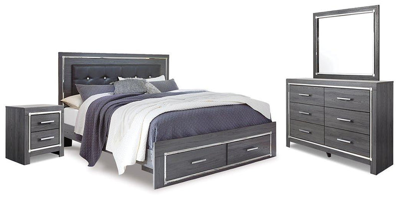 Lodanna Bedroom Set Ashley Furniture Bedroom Set Panel Bed w/ Storage & LED Lights / 6-Piece: Dress Fresh Start Furniture