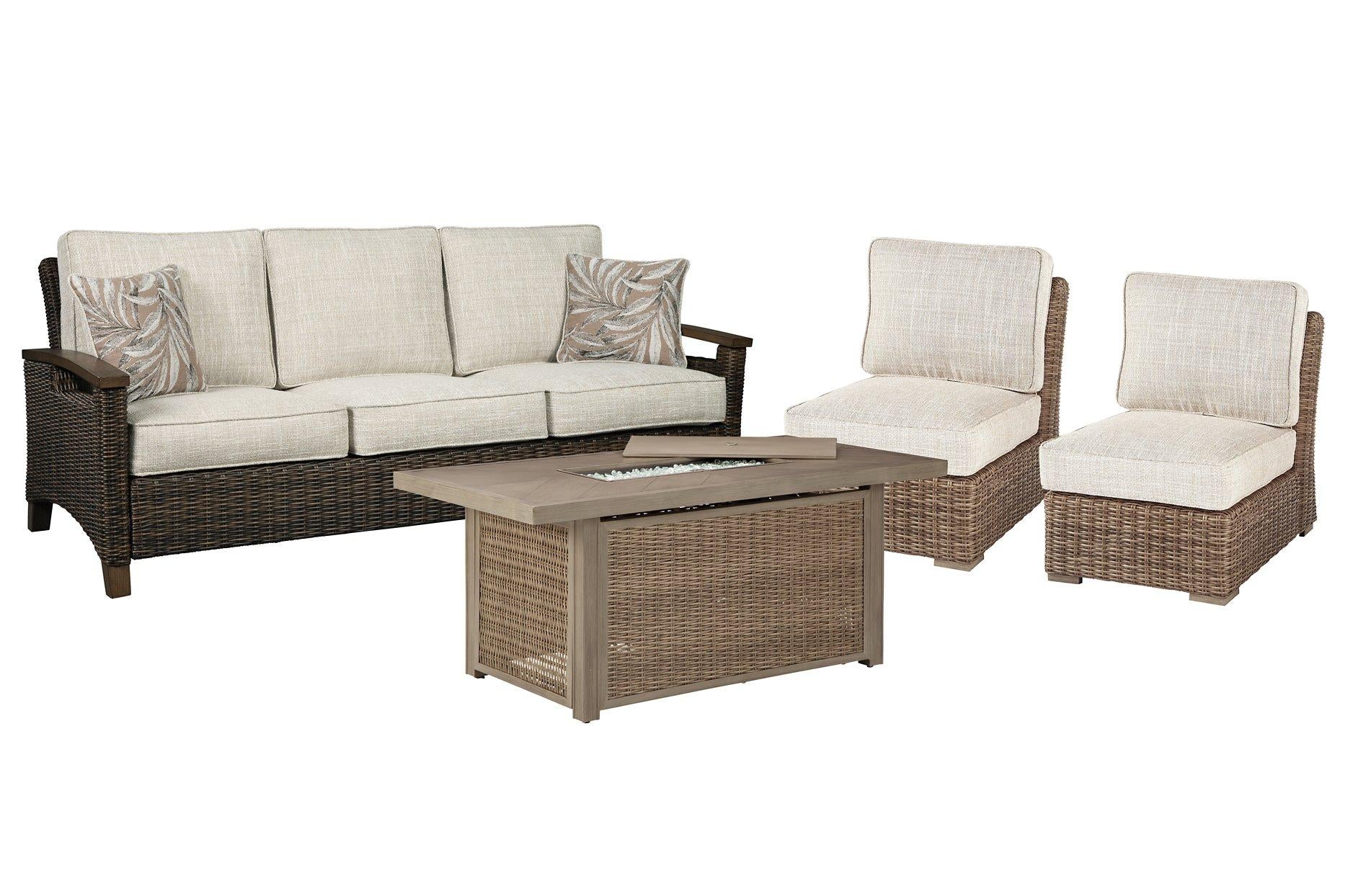 Beachcroft Outdoor Sofa, Lounge Chairs and Fire Pit -  Ashley Furniture Outdoor Dining Set