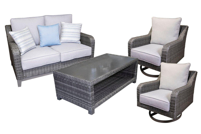 Elite Park Outdoor Loveseat, Lounge Chairs and Cocktail Table -  Ashley Furniture Outdoor Table Set  Fresh Start Furniture