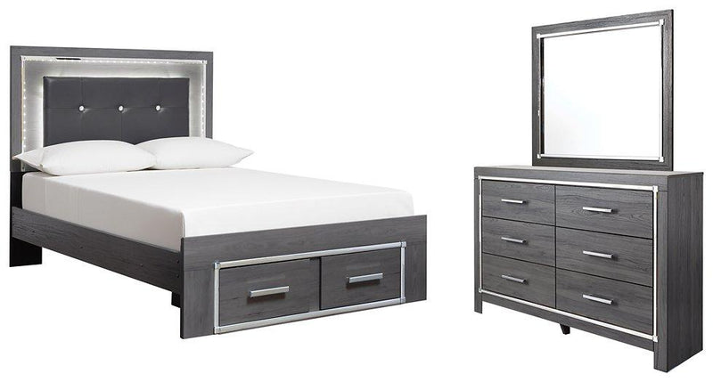 Lodanna Bedroom Set Ashley Furniture Bedroom Set Panel Bed w/ Storage & LED Lights / 5-Piece: Dress Fresh Start Furniture