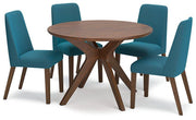 Lyncott Dining Room Set Ashley Furniture Dining Room Set 5-Piece: Round Dining Table/4-Dining Chair / Blue/ Fresh Start Furniture