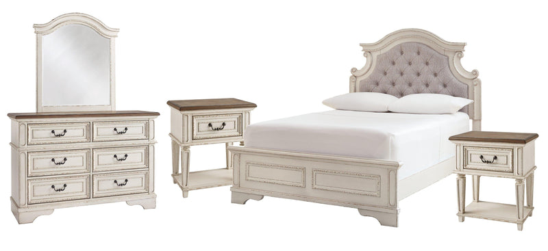 Realyn Bedroom Set Ashley Furniture Bedroom Set Upholstered Bed / 7-Piece: Dresser & Mirror/Bed (H Fresh Start Furniture