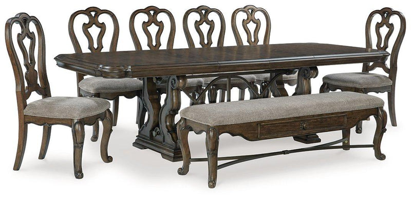 Maylee Dining Room Set Ashley Furniture Dining Room Set 8-Piece: Dining Table/Bench/6-Dining Chair Fresh Start Furniture