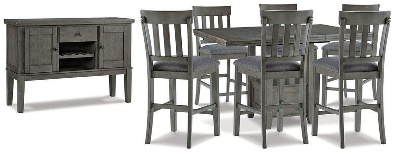 Hallanden Dining Room Set Ashley Furniture Dining Room Set 7-Piece: Server/Counter Height Table/6-Barstool Fresh Start Furniture