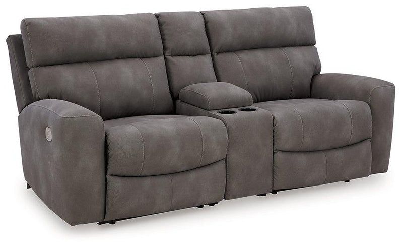 Next-Gen DuraPella Power Reclining Sectional Loveseat with Console Ashley Furniture Sectional Slate Fresh Start Furniture