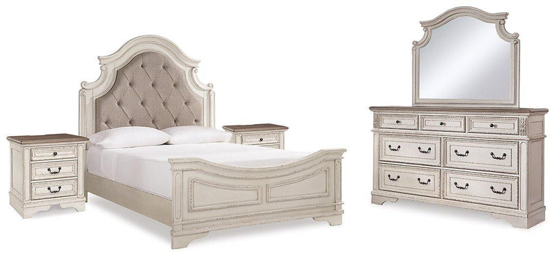 Realyn Bedroom Set Ashley Furniture Bedroom Set Upholstered Bed / 7-Piece: Dresser & Mirror/Bed (H Fresh Start Furniture