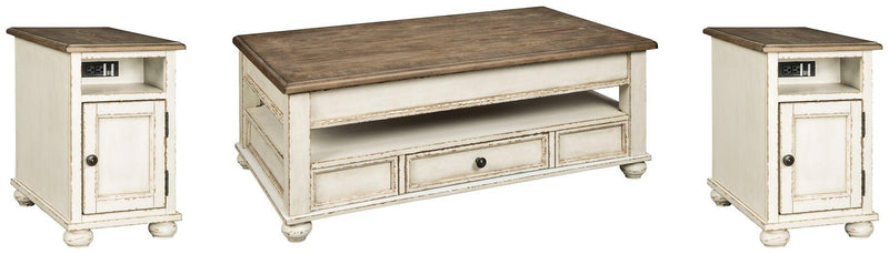 Realyn Occasional Table Set Ashley Furniture Table Set Cocktail Table Lift/2-End Table Chair Side / Optio Fresh Start Furniture