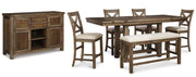 Moriville Counter Height Dining Set Ashley Furniture Dining Room Set Server/Counter Height Table/Bench/4-Barstool Fresh Start Furniture