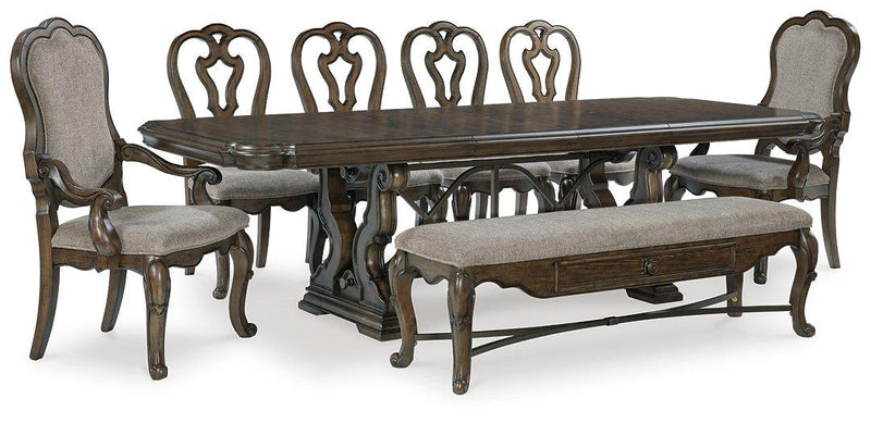 Maylee Dining Room Set Ashley Furniture Dining Room Set 8-Piece: Dining Table/Bench/2-Dining Arm Chair/4-D Fresh Start Furniture