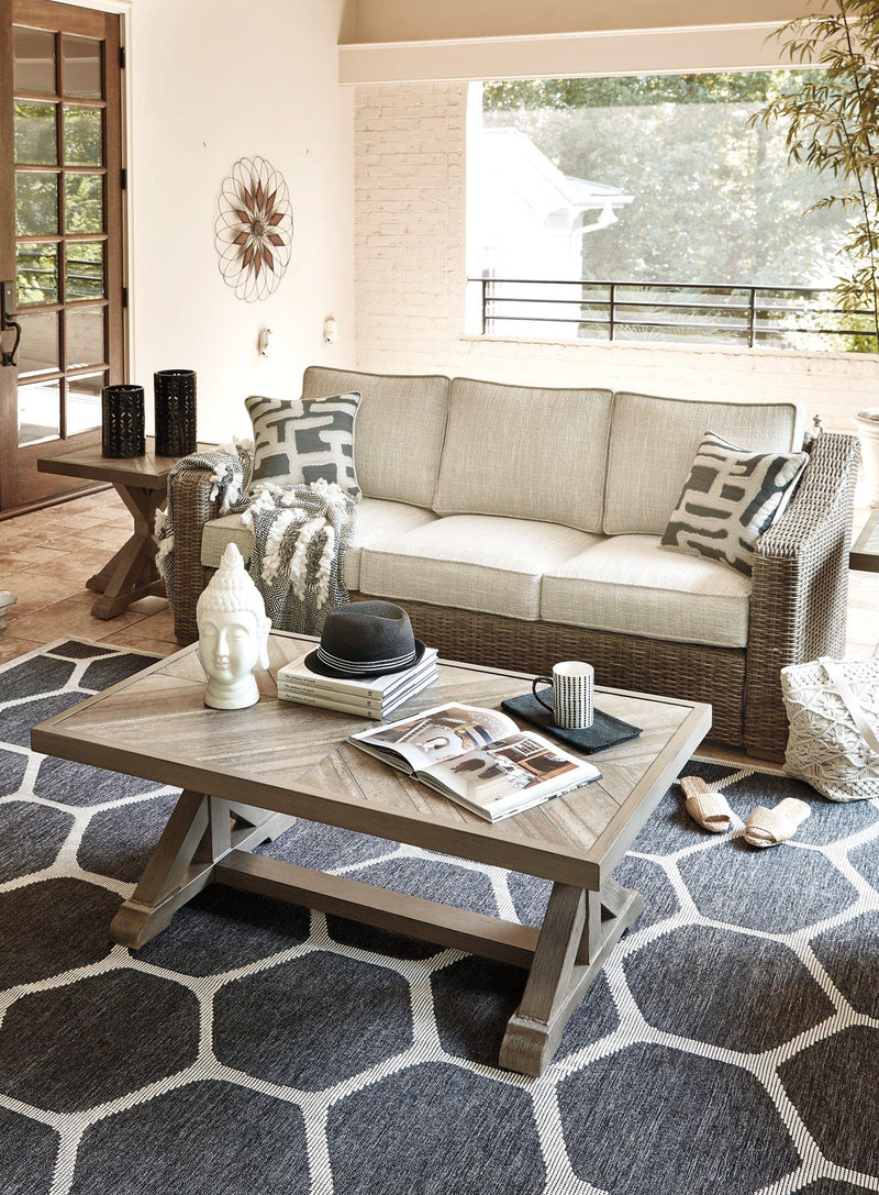 Beachcroft Beachcroft Nuvella Sofa with Coffee and End Table -  Ashley Furniture Outdoor Table Set