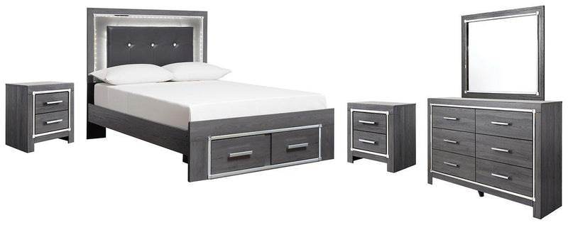 Lodanna Bedroom Set Ashley Furniture Bedroom Set Panel Bed w/ Storage & LED Lights / 7-Piece: Dress Fresh Start Furniture