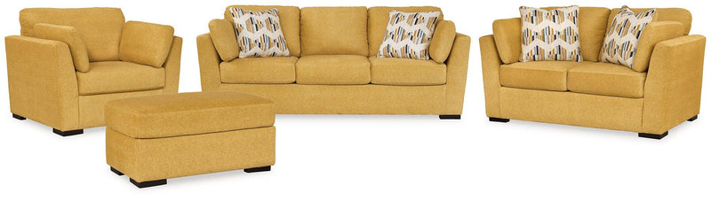Keerwick Living Room Set Ashley Furniture Living Room Set 4-Piece: Sofa/Loveseat/Chair/Ottoman / Sunflower Fresh Start Furniture