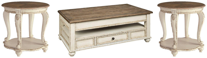 Realyn Occasional Table Set Ashley Furniture Table Set Cocktail Table Lift/2-End Table / Option 1 Fresh Start Furniture