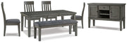 Hallanden Dining Room Set Ashley Furniture Dining Room Set 8-Piece: Server/Dining Table/Bench/4-Dining Chair Fresh Start Furniture