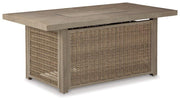 Beachcroft Beachcroft Fire Pit Table with Four Nuvella Swivel Lounge Chairs -  Ashley Furniture Outdoor Seating Set