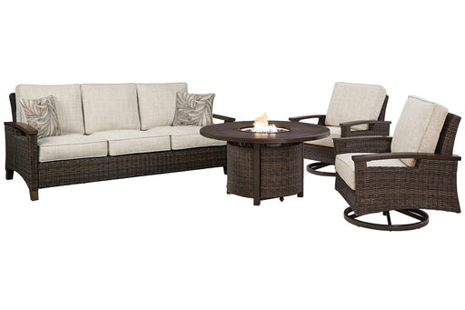 Paradise Trail Outdoor Sofa, Lounge Chairs and Fire Pit Table Ashley Furniture Outdoor Table Set Default Title Fresh Start Furniture