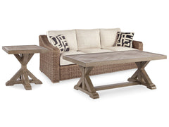 Beachcroft Beachcroft Nuvella Sofa with Coffee and End Table -  Ashley Furniture Outdoor Table Set