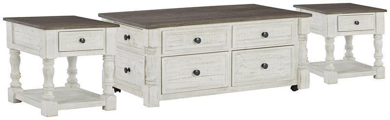 Havalance Occasional Table Set Ashley Furniture Table Set Cocktail Table Lift/2-End Table / White/Gray Fresh Start Furniture