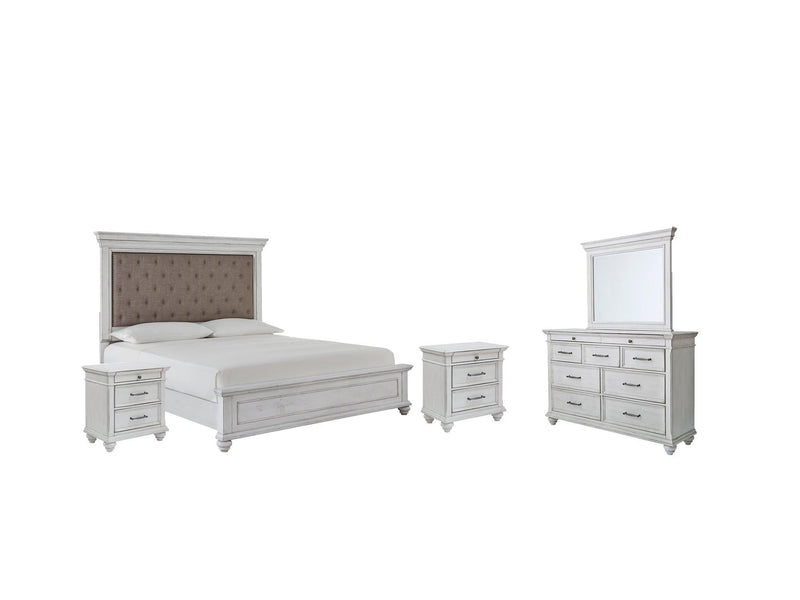 Kanwyn Bedroom Set Ashley Furniture Bedroom Set Upholstered Panel Bed / 7-Piece: Dresser & Mirror/ Fresh Start Furniture