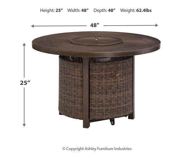 Paradise Trail Paradise Trail Fire Pit Table with 4 Nuvella Swivel Lounge Chairs Ashley Furniture Outdoor Seating Set  Fresh Start Furniture