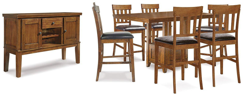 Ralene Counter Height Dining Set Ashley Furniture Barstool Set 8-Piece: Server/Counter Height Table/6-Barstool Fresh Start Furniture
