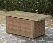 Beachcroft Beachcroft Fire Pit Table with Four Nuvella Swivel Lounge Chairs -  Ashley Furniture Outdoor Seating Set