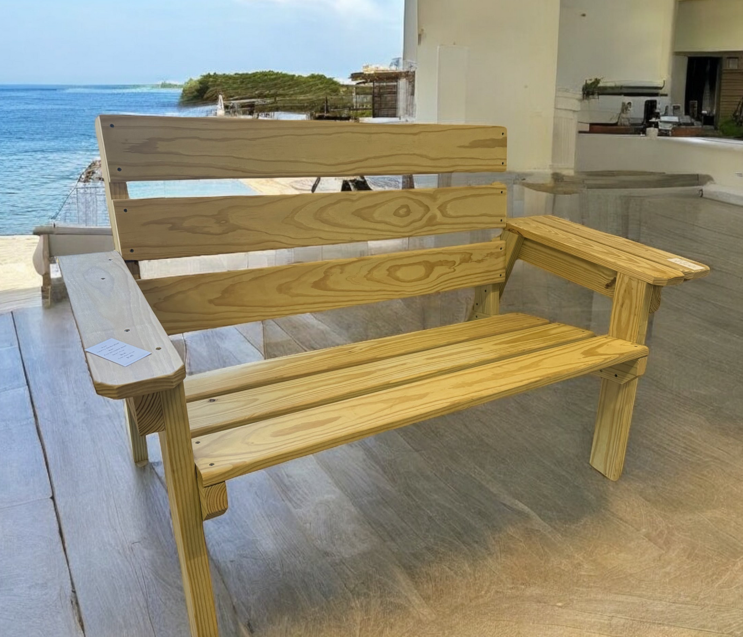 Handcrafted Pine Adirondack Bench