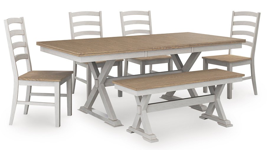 Purlaney Dining Package Ashley Furniture Casual Seating Set 6-Piece: Dining Table/Bench/4-Dining Chair Fresh Start Furniture