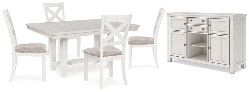 Robbinsdale Dining Package Ashley Furniture Casual Seating Set 6-Piece: Server/Dining Table/4-Dining Chair Fresh Start Furniture