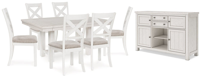 Robbinsdale Dining Package Ashley Furniture Casual Seating Set 8-Piece: Server/Dining Table/6-Dining Chair Fresh Start Furniture