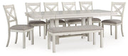 Robbinsdale Dining Package Ashley Furniture Casual Seating Set 8-Piece: Dining Table/Bench/6-Dining Chair Fresh Start Furniture