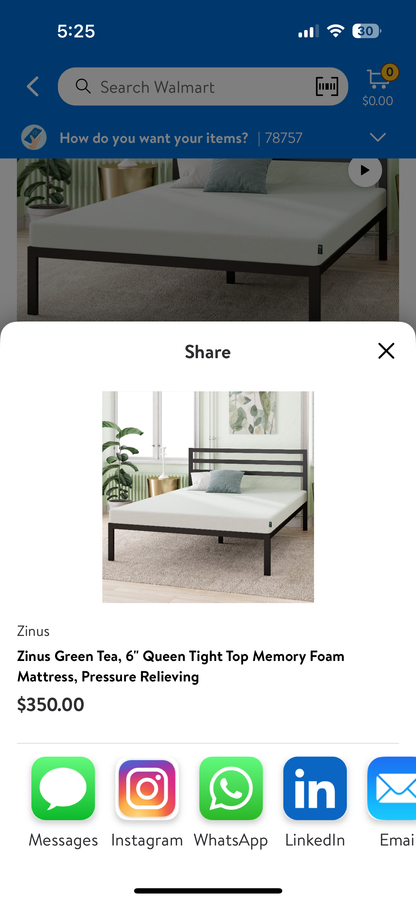 Green Tea 6” Memory Foam Queen Size Mattress Zinus