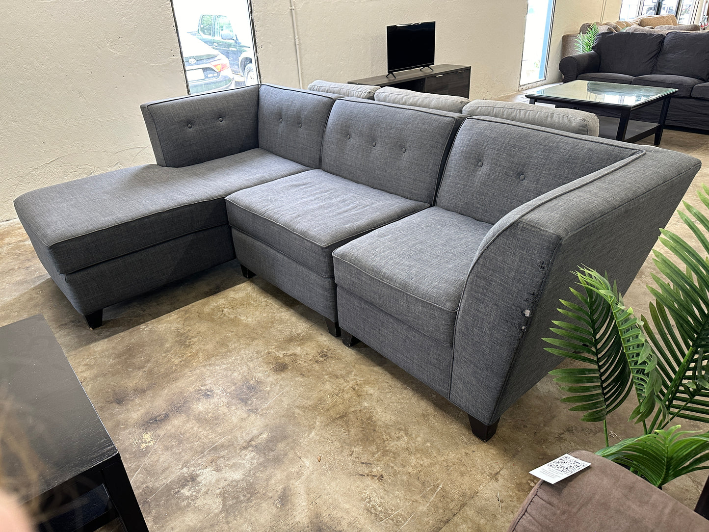 Macy’s Harper 3 Piece Modular Sectional Sofa with Chaise