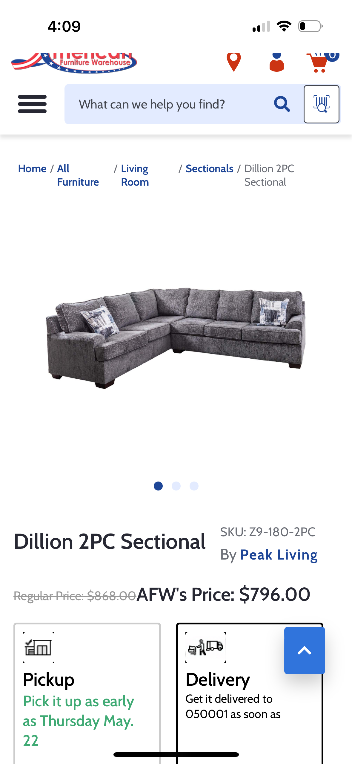 Peak Living Dillion 2 Piece Corner Sectional Sofa